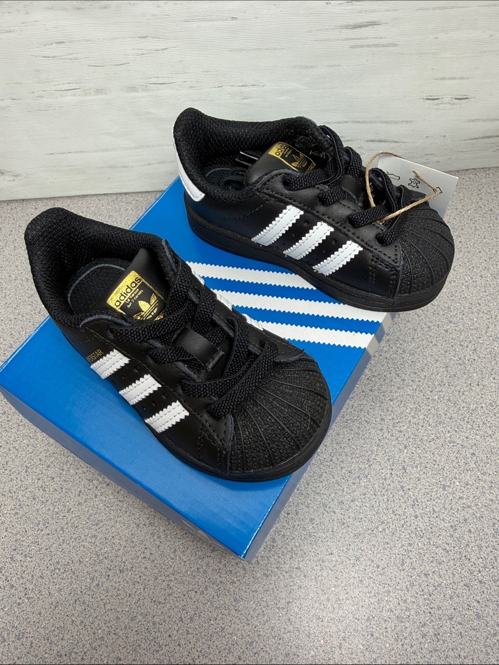 adidas Kids Black and White Superstar Toddler Sneakers